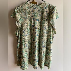 Torrid Green and Blue Smocked Top